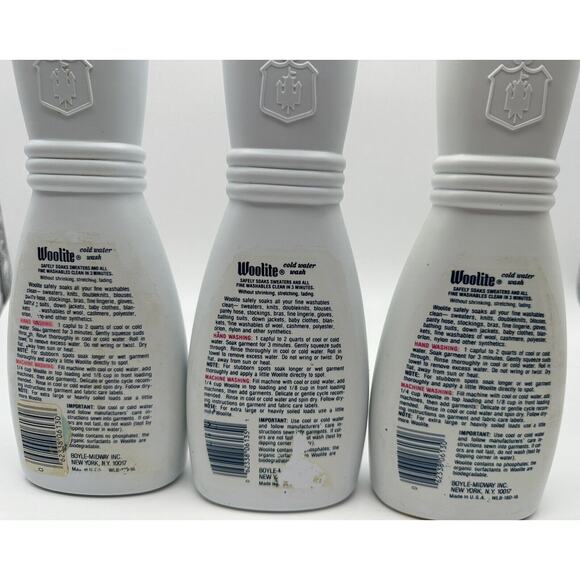 Lot Of 3 VTG 90’s WOOLITE Cold Water Wash Soap Laundry Room Prop Ad 16 Oz. Each - Picture 5 of 6
